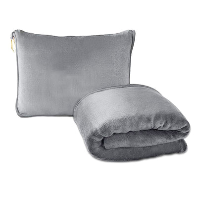 Grey Multi-Function 2-in-1 Travel Blanket with Storage - 50 x 60 in (127 x 152 cm) Lightweight Airplane Companion