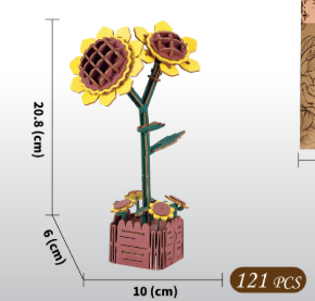 Sunflower DIY 3D Wooden Flower Puzzle Toy - Educational Kids&