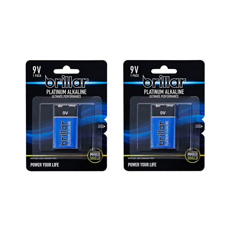 2 Pack Brillar 9V Platinum Alkaline Battery