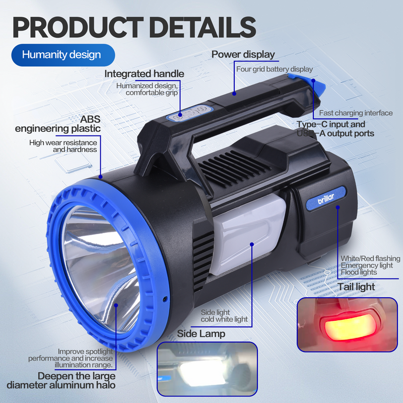 Brillar 300 Lumen USB Rechargeable Multifunction LED Searchlight