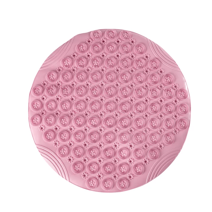 Bathroom Non-slip Bath Mat with Drain Hole Plastic Massage Foot Pad-Pink