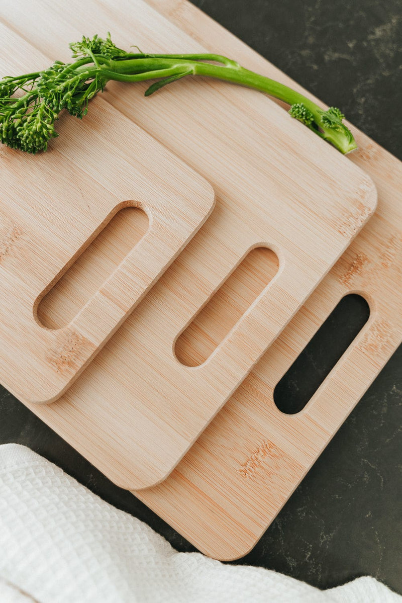 6pcs Bamboo Wood Chopping Board 3-Set Cheese Cutting & Serving Light Wood Tone