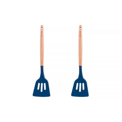 2pcs Beechwood & silicone slotted turner navy