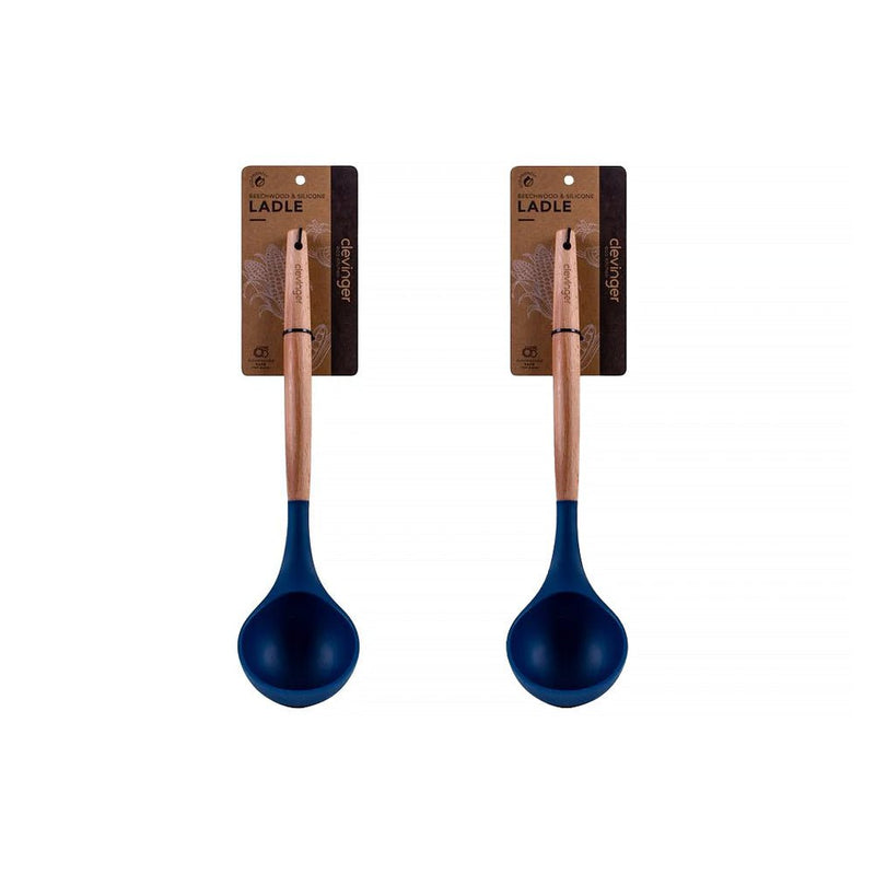 2 pcs Beechwood & silicone ladle navy