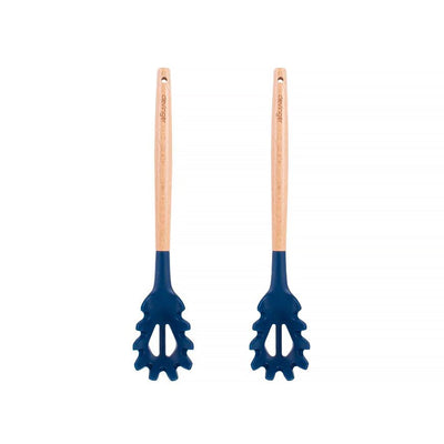 2pcs Beechwood & silicone pasta server navy