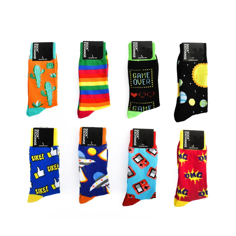 8 Pairs Fashion Novelty Funny Socks one Size 5-13 Men and Women Socks 