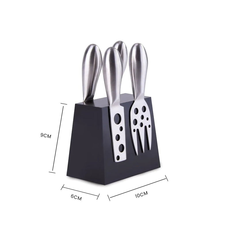 Clevinger Hobson 4 Piece Stainless Steel Cheese Knife Set With Magnetic Block