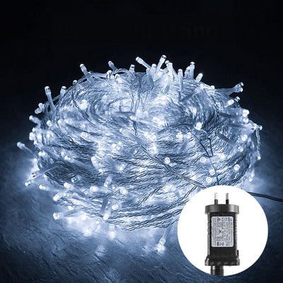 500 Low Voltage LED Fairy Lights 8 Function Memory Hold Multicolor Christmas Decoration Cool White