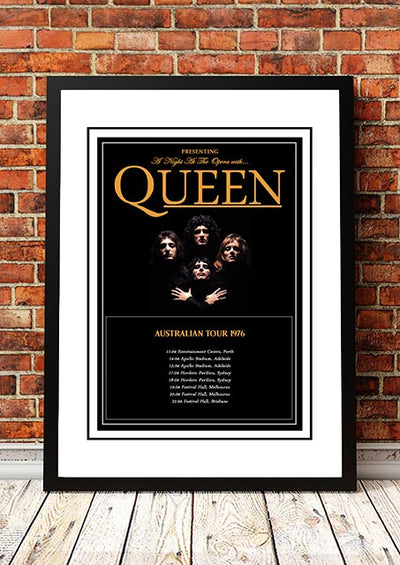 Queen 'A Night At The Opera' Australian Tour Poster 1976 - Framed A1