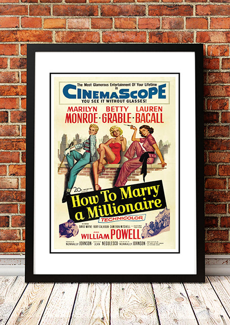 Marilyn Monroe ‘How to Marry a Millionaire’ Framed Movie Poster! - Framed A4