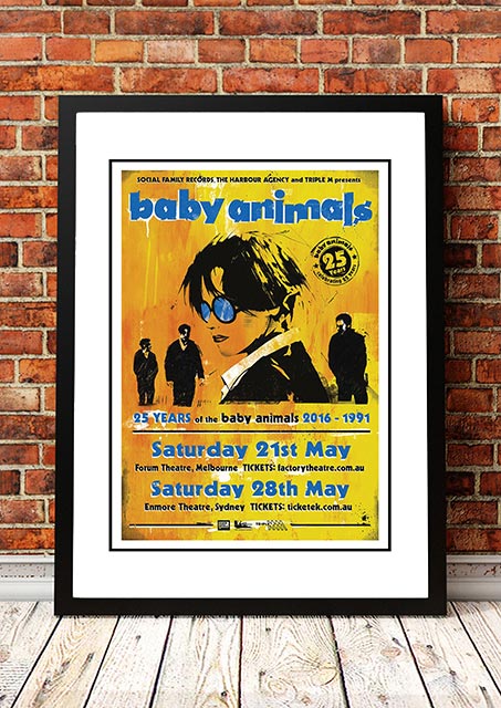 Baby Animals ’25 Years’ Sydney / Melbourne, Australia 2016 Tour Poster - Framed A2