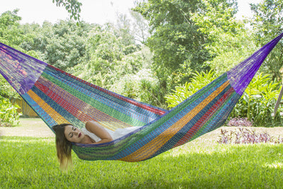 Mayan Legacy Queen Size Cotton Mexican Hammock in Colorina Colour