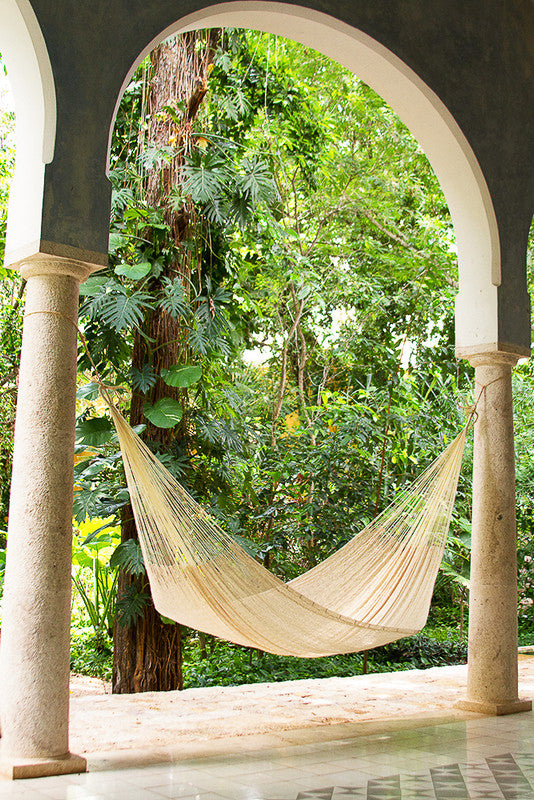 Mayan Legacy Jumbo Size Cotton Mexican Hammock in Cream Colour