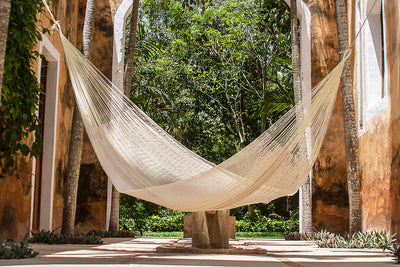 Mayan Legacy Jumbo Size Cotton Mexican Hammock in Cream Colour