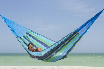 Mayan Legacy Jumbo Size Cotton Mexican Hammock in Oceanica Colour