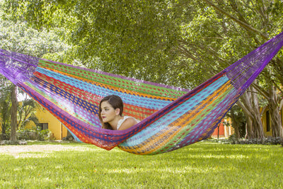 Mayan Legacy Jumbo Size Outdoor Cotton Mexican Hammock in Colorina Colour