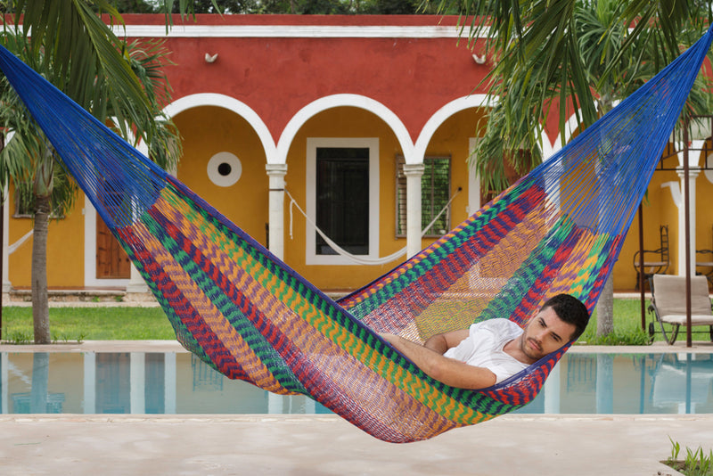 Mayan Legacy Jumbo Size Outdoor Cotton Mexican Hammock in Mexicana Colour