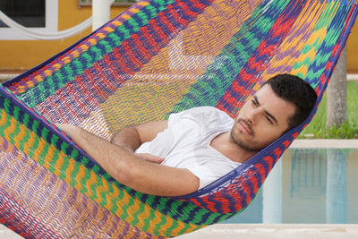 Mayan Legacy Jumbo Size Outdoor Cotton Mexican Hammock in Mexicana Colour