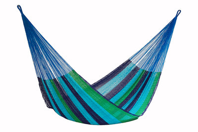 Mayan Legacy King Size Outdoor Cotton Mexican Hammock in Oceanica Colour