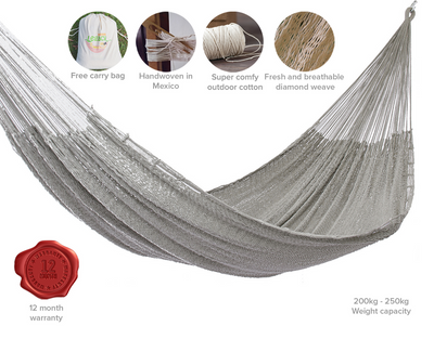 Mayan Legacy Queen Size Outdoor Cotton Mexican Hammock in Dream Sands Colour