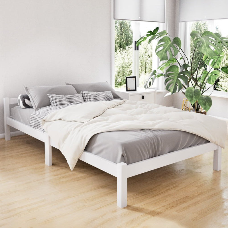 Artiss Bed Frame King Single Size Wooden White LEXI