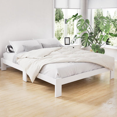 Artiss Bed Frame Double Size Wooden White JADE