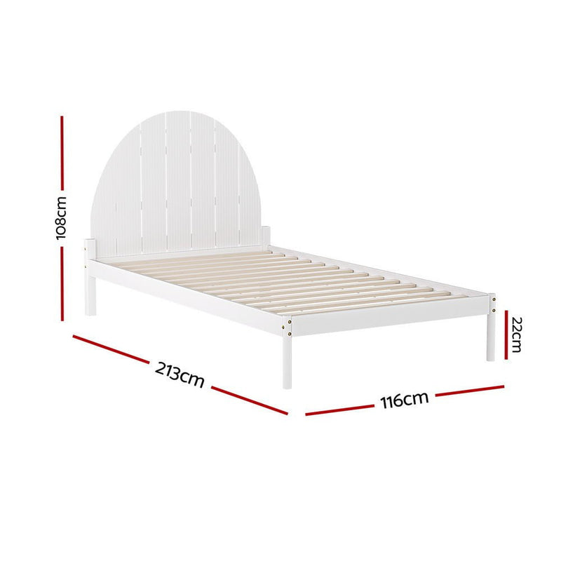 Artiss Bed Frame King Single Size Wooden White DALY