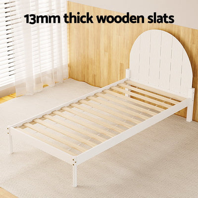 Artiss Bed Frame Single Size Wooden White DALY