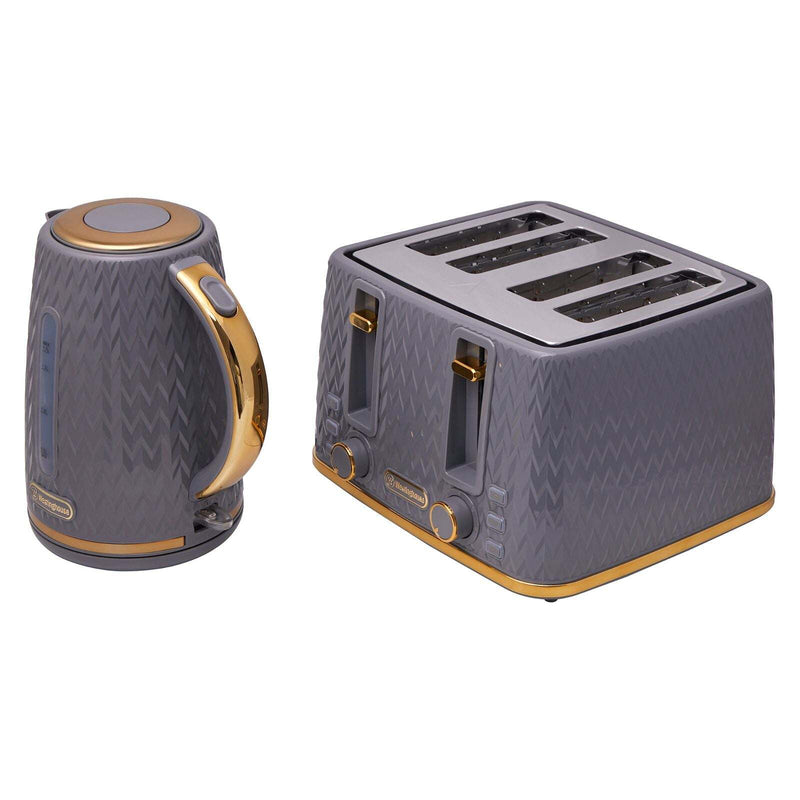 Westinghouse 1.7L Kettle & 4 Slice Toaster Pack Grey/Gold Zig Zag Pattern