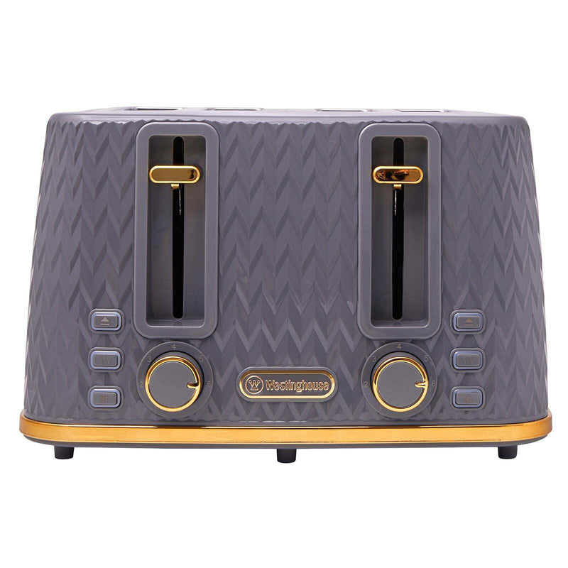 Westinghouse 1.7L Kettle & 4 Slice Toaster Pack Grey/Gold Zig Zag Pattern