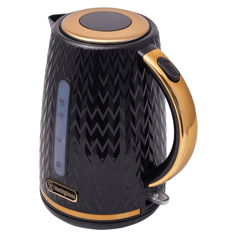 Westinghouse 1.7L Kettle & 4 Slice Toaster Pack Black/Gold Zig Zag Pattern