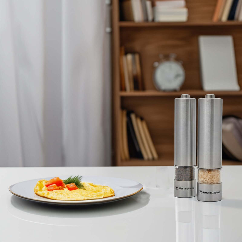 Westinghouse Electric Salt & Pepper Mill with LED Light - Stainless Steel