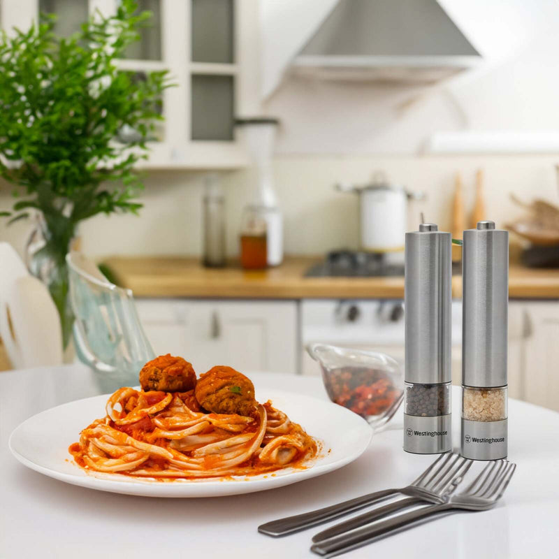 Westinghouse Electric Salt & Pepper Mill with LED Light - Stainless Steel