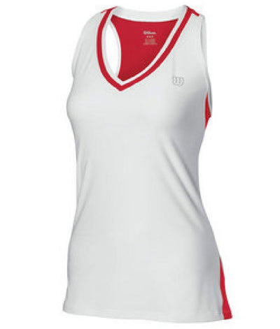 WILSON Womens  Team Tennis Tank Top T Shirt Tee Sleeveless WRA350400 - White/Red - L