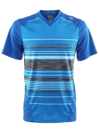 WILSON Men's Tennis Match Specialist Stripe V Neck Shirt Tee T Shirt Top WR1072500 - Pool - M