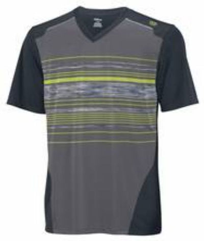 WILSON Men's Tennis Match Specialist Stripe V Neck Shirt Tee T Shirt Top WR1072500 - Graphite - XXL