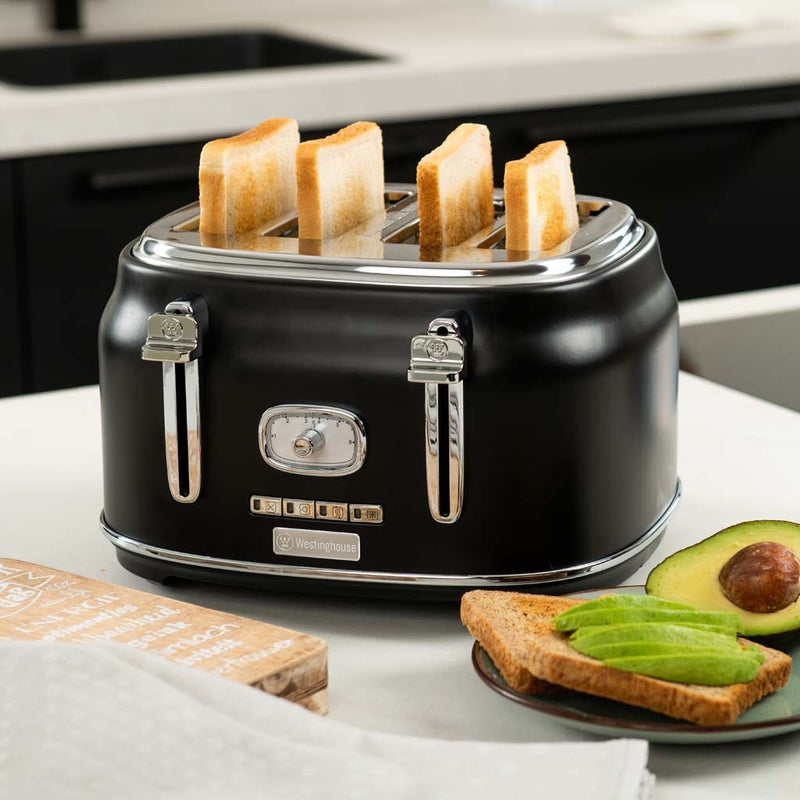 Westinghouse Retro Series 4 Slice Toaster with Removable Crumb Tray - Black