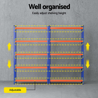 2 x 1.8M Giantz Garage Shelving Warehouse Rack