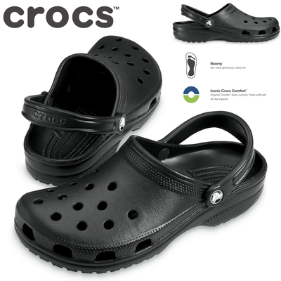 Crocs Classic Clogs Roomy Fit Sandal Clog Sandals Slides Waterproof - Black - Mens US 12/Womens US 14