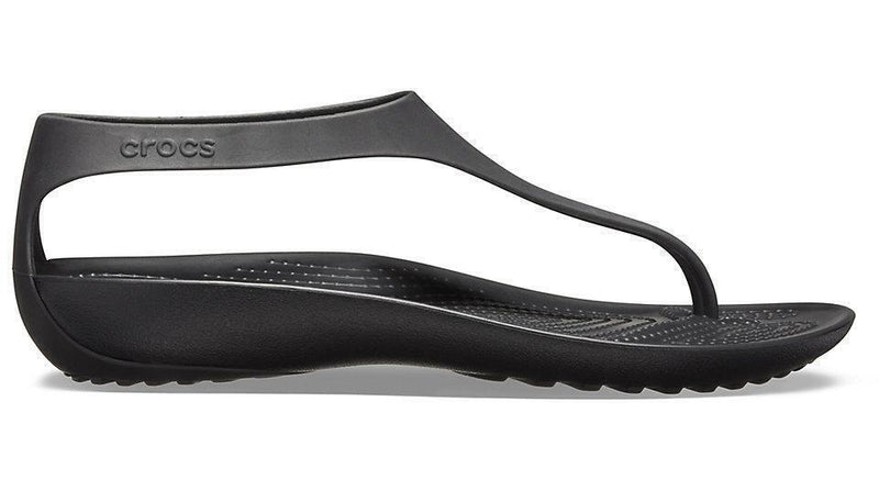 Crocs Womens Serena Flip Flop Thongs Summer Beach Shoes Sandals - Black/Black - US 6