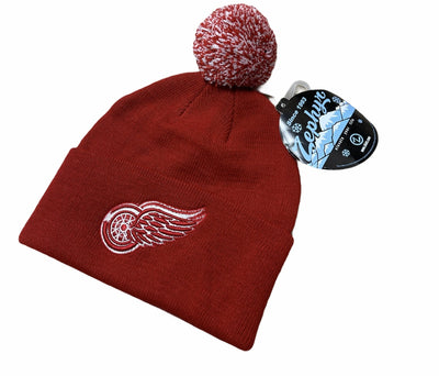 Zephyr Detroit Red Wings NHL Cuffed Knit Pom Beanie Hat Ice Hockey - Red