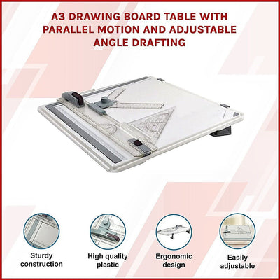 A3 Drawing Board Table with Parallel Motion and Adjustable Angle Drafting Payday Deals