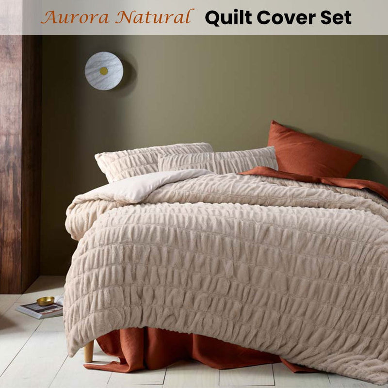 Accessorize Aurora Natural Cotton Quilt Cover Set King Payday Deals