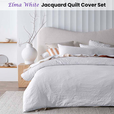 Accessorize Elma White Jacquard Quilt Cover Set King Payday Deals