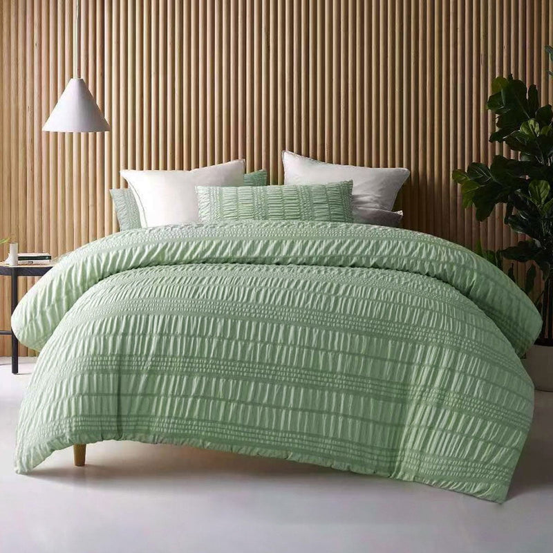 Accessorize Seersucker Sage Polyester Quilt Cover Set King Payday Deals