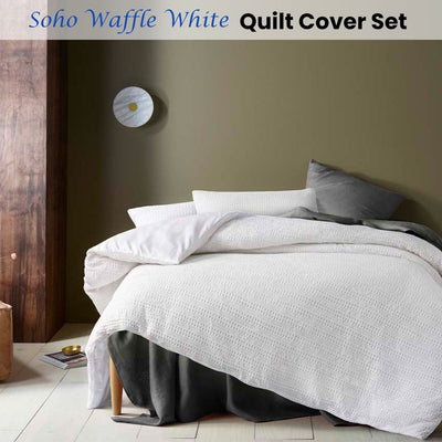 Accessorize Soho Waffle White Quilt Cover Set King Payday Deals