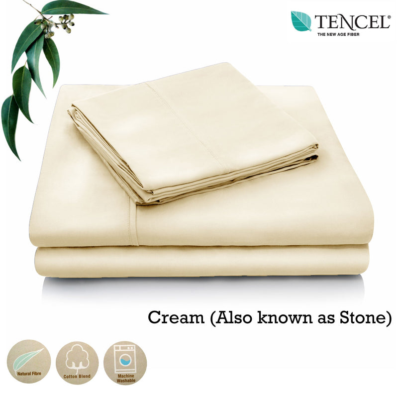 Accessorize Tencel Cotton Blend Sheet Set Cream (Also Known as Stone) Single Payday Deals