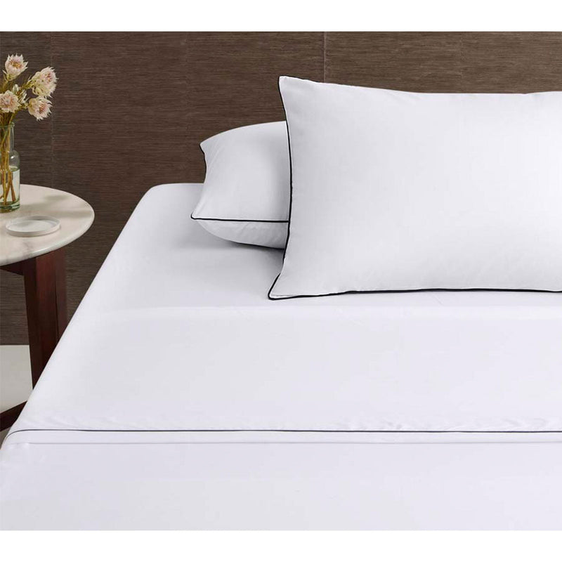 Accessorize White/Black Piped Hotel Deluxe Cotton Sheet Set Super King Payday Deals