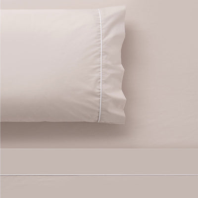 Accessorize White/Natural Piped Hotel Deluxe Cotton Sheet Set Queen Payday Deals