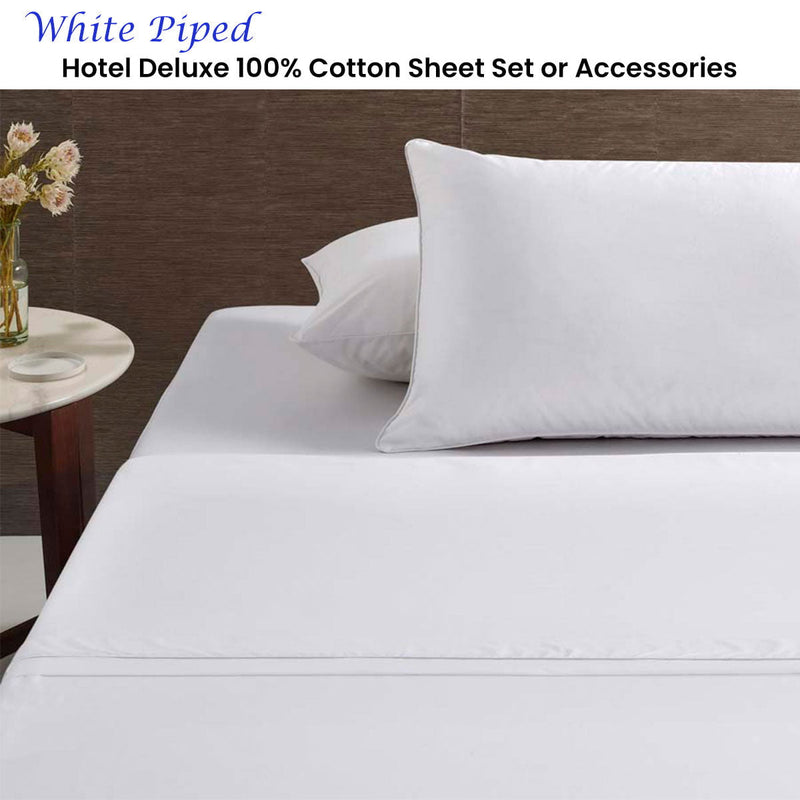 Accessorize White Piped Hotel Deluxe Cotton Sheet Set Queen Payday Deals